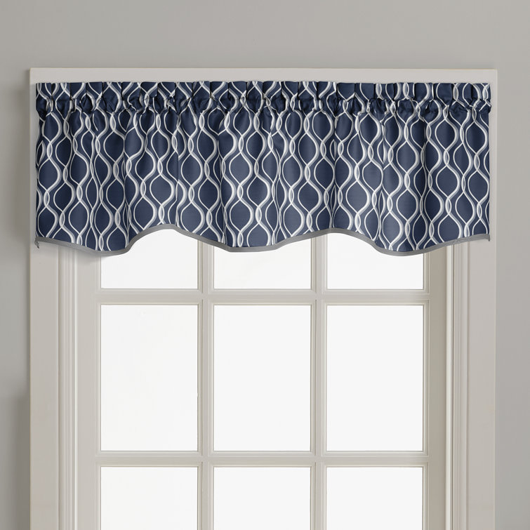 Winston Porter Belfrey Geometric Scalloped 58'' Window Valance in Navy